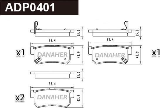 Danaher ADP0401 - Kit de plaquettes de frein, frein à disque cwaw.fr