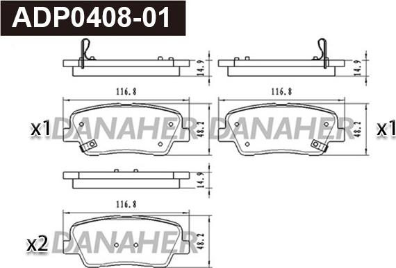 Danaher ADP0408-01 - Kit de plaquettes de frein, frein à disque cwaw.fr