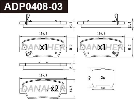 Danaher ADP0408-03 - Kit de plaquettes de frein, frein à disque cwaw.fr