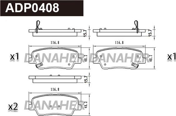 Danaher ADP0408 - Kit de plaquettes de frein, frein à disque cwaw.fr