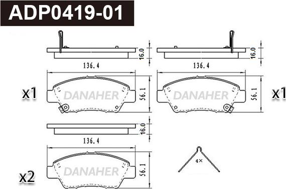 Danaher ADP0419-01 - Kit de plaquettes de frein, frein à disque cwaw.fr