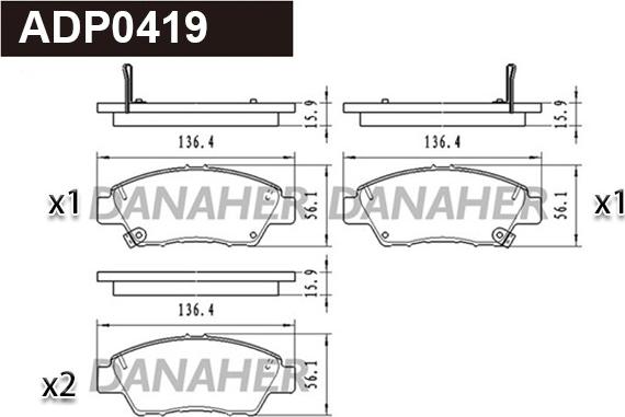 Danaher ADP0419 - Kit de plaquettes de frein, frein à disque cwaw.fr