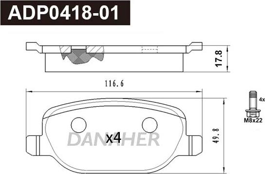 Danaher ADP0418-01 - Kit de plaquettes de frein, frein à disque cwaw.fr