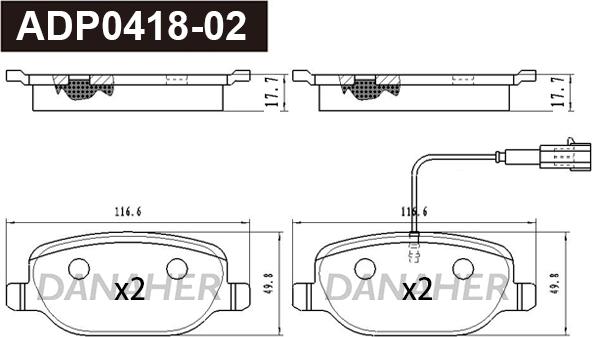 Danaher ADP0418-02 - Kit de plaquettes de frein, frein à disque cwaw.fr