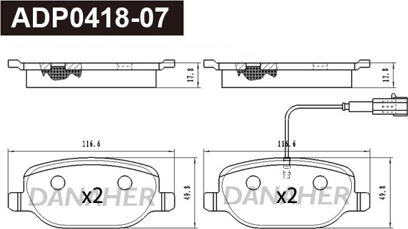 Danaher ADP0418-07 - Kit de plaquettes de frein, frein à disque cwaw.fr