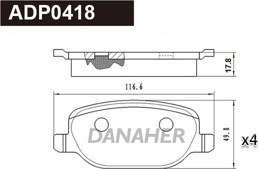 Danaher ADP0418 - Kit de plaquettes de frein, frein à disque cwaw.fr