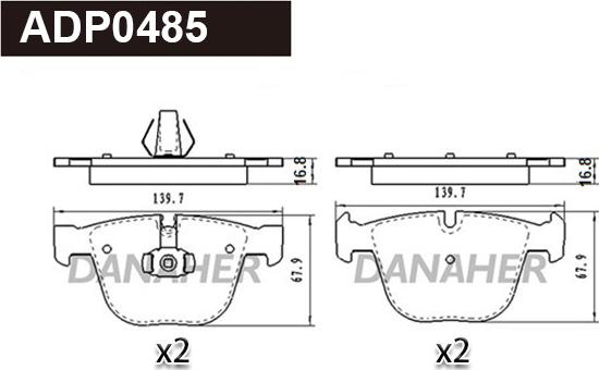 Danaher ADP0485 - Kit de plaquettes de frein, frein à disque cwaw.fr