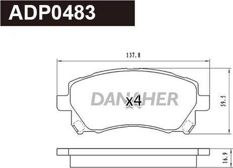 Danaher ADP0483 - Kit de plaquettes de frein, frein à disque cwaw.fr