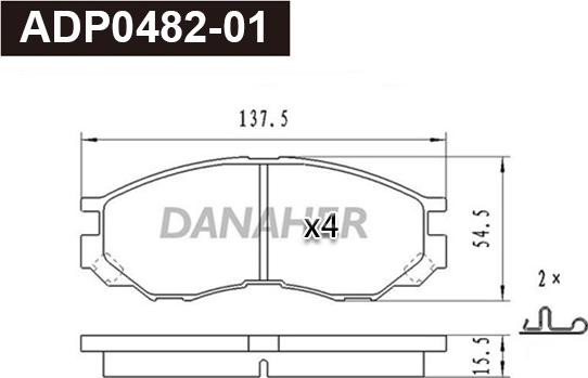 Danaher ADP0482-01 - Kit de plaquettes de frein, frein à disque cwaw.fr