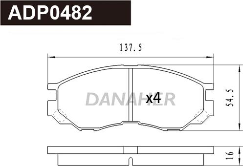 Danaher ADP0482 - Kit de plaquettes de frein, frein à disque cwaw.fr