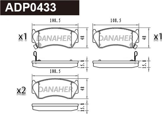 Danaher ADP0433 - Kit de plaquettes de frein, frein à disque cwaw.fr