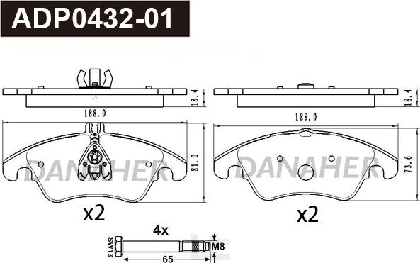 Danaher ADP0432-01 - Kit de plaquettes de frein, frein à disque cwaw.fr