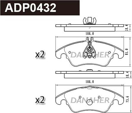 Danaher ADP0432 - Kit de plaquettes de frein, frein à disque cwaw.fr