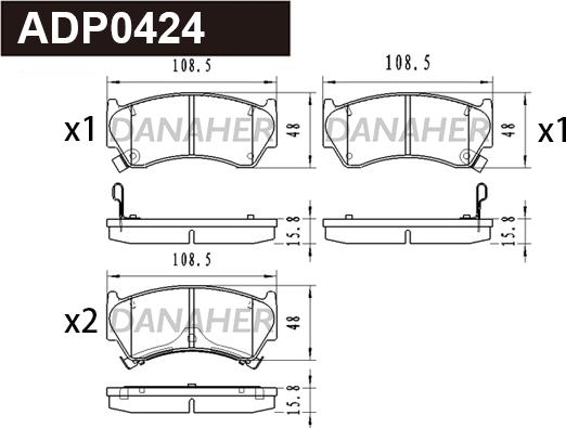 Danaher ADP0424 - Kit de plaquettes de frein, frein à disque cwaw.fr