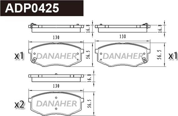 Danaher ADP0425 - Kit de plaquettes de frein, frein à disque cwaw.fr