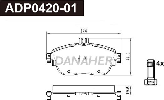 Danaher ADP0420-01 - Kit de plaquettes de frein, frein à disque cwaw.fr