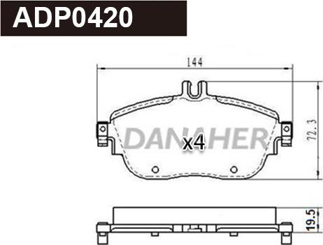 Danaher ADP0420 - Kit de plaquettes de frein, frein à disque cwaw.fr