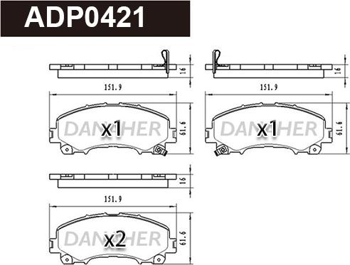 Danaher ADP0421 - Kit de plaquettes de frein, frein à disque cwaw.fr