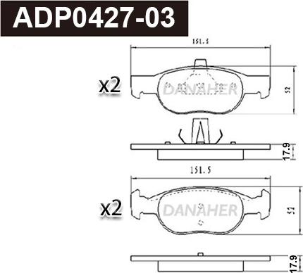 Danaher ADP0427-03 - Kit de plaquettes de frein, frein à disque cwaw.fr