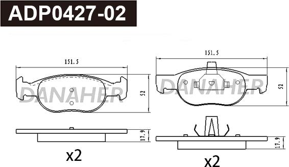 Danaher ADP0427-02 - Kit de plaquettes de frein, frein à disque cwaw.fr