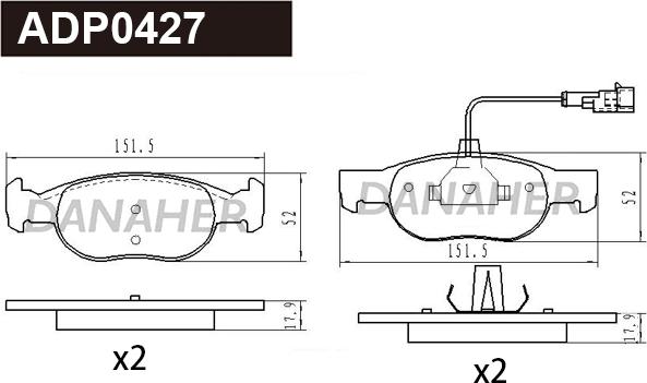 Danaher ADP0427 - Kit de plaquettes de frein, frein à disque cwaw.fr