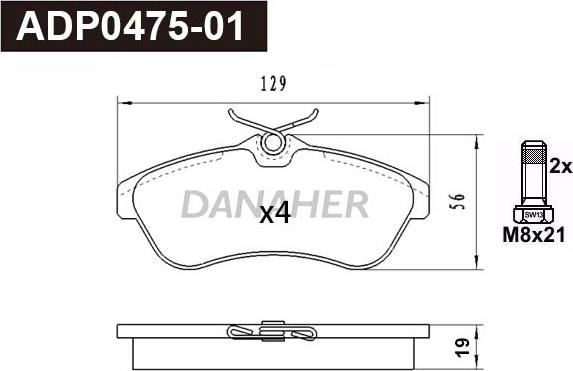 Danaher ADP0475-01 - Kit de plaquettes de frein, frein à disque cwaw.fr