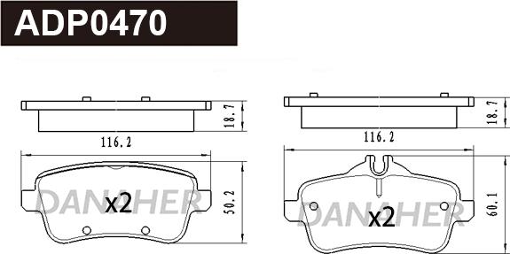 Danaher ADP0470 - Kit de plaquettes de frein, frein à disque cwaw.fr