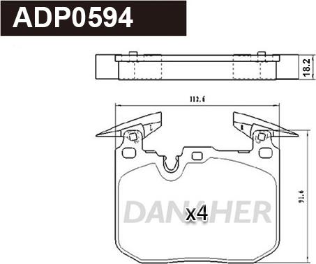 Danaher ADP0594 - Kit de plaquettes de frein, frein à disque cwaw.fr