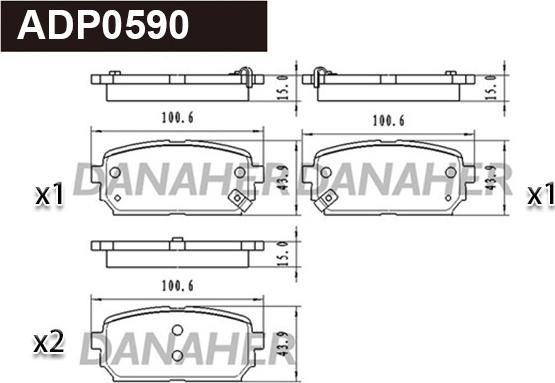 Danaher ADP0590 - Kit de plaquettes de frein, frein à disque cwaw.fr