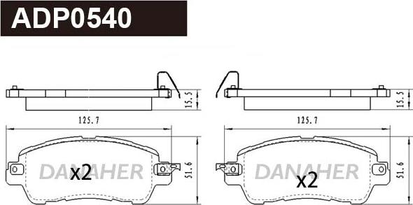 Danaher ADP0540 - Kit de plaquettes de frein, frein à disque cwaw.fr