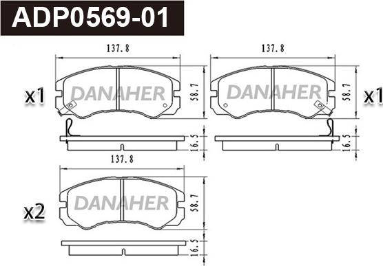 Danaher ADP0569-01 - Kit de plaquettes de frein, frein à disque cwaw.fr