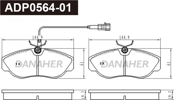 Danaher ADP0564-01 - Kit de plaquettes de frein, frein à disque cwaw.fr