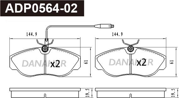 Danaher ADP0564-02 - Kit de plaquettes de frein, frein à disque cwaw.fr