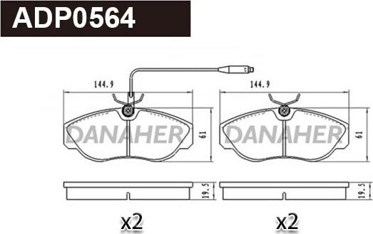 Danaher ADP0564 - Kit de plaquettes de frein, frein à disque cwaw.fr