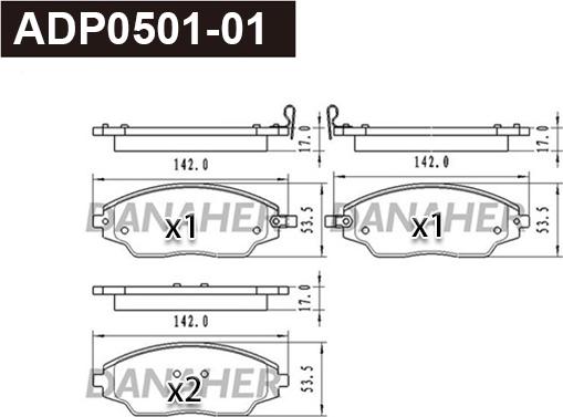 Danaher ADP0501-01 - Kit de plaquettes de frein, frein à disque cwaw.fr