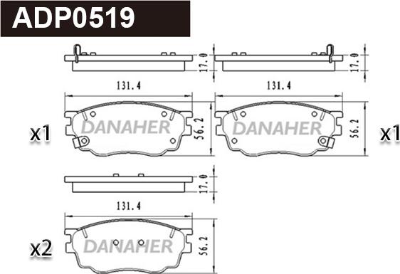 Danaher ADP0519 - Kit de plaquettes de frein, frein à disque cwaw.fr