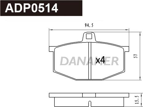 Danaher ADP0514 - Kit de plaquettes de frein, frein à disque cwaw.fr