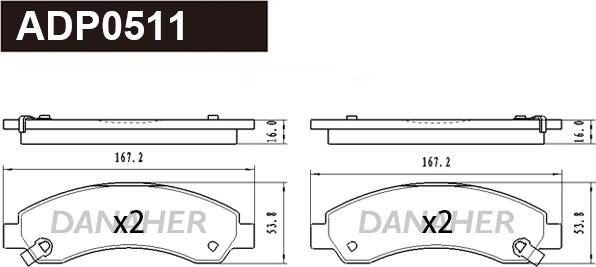 Danaher ADP0511 - Kit de plaquettes de frein, frein à disque cwaw.fr