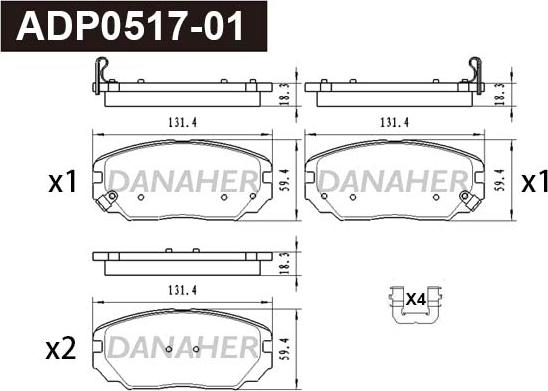 Danaher ADP0517-01 - Kit de plaquettes de frein, frein à disque cwaw.fr