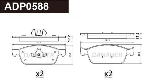 Danaher ADP0588 - Kit de plaquettes de frein, frein à disque cwaw.fr