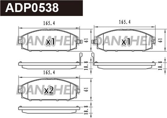 Danaher ADP0538 - Kit de plaquettes de frein, frein à disque cwaw.fr