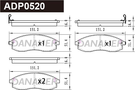 Danaher ADP0520 - Kit de plaquettes de frein, frein à disque cwaw.fr