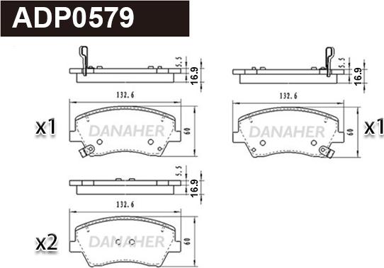 Danaher ADP0579 - Kit de plaquettes de frein, frein à disque cwaw.fr