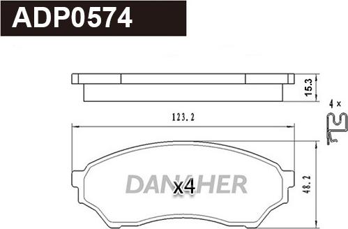 Danaher ADP0574 - Kit de plaquettes de frein, frein à disque cwaw.fr