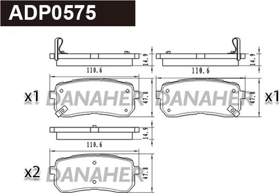 Danaher ADP0575 - Kit de plaquettes de frein, frein à disque cwaw.fr