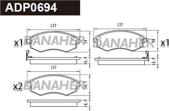 Danaher ADP0694 - Kit de plaquettes de frein, frein à disque cwaw.fr