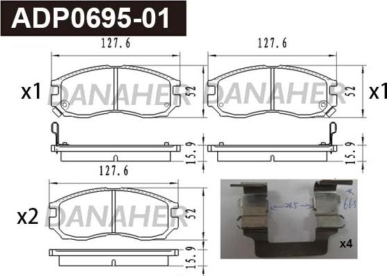 Danaher ADP0695-01 - Kit de plaquettes de frein, frein à disque cwaw.fr