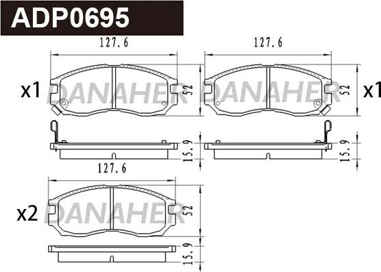 Danaher ADP0695 - Kit de plaquettes de frein, frein à disque cwaw.fr