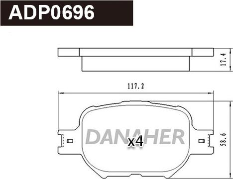 Danaher ADP0696 - Kit de plaquettes de frein, frein à disque cwaw.fr