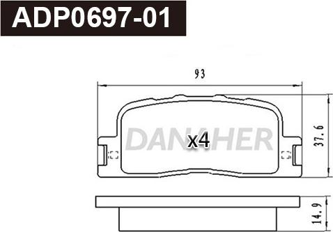 Danaher ADP0697-01 - Kit de plaquettes de frein, frein à disque cwaw.fr